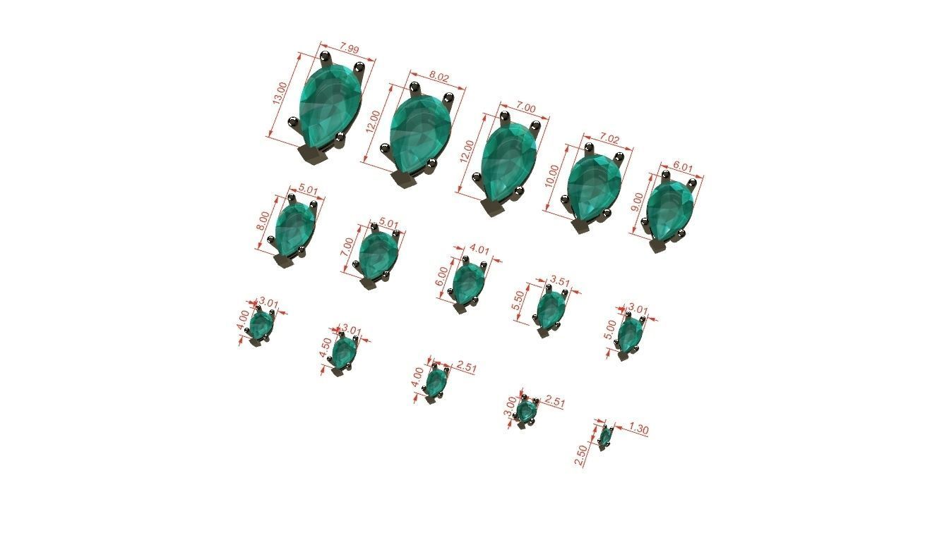 Head - bezel Pear  Marquise 99 part 3D Model Collection_38