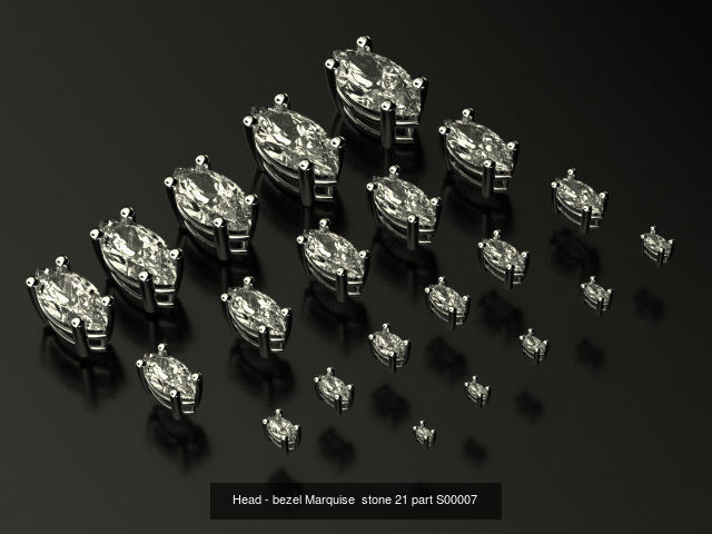 Head - bezel Pear  Marquise 99 part 3D Model Collection_4