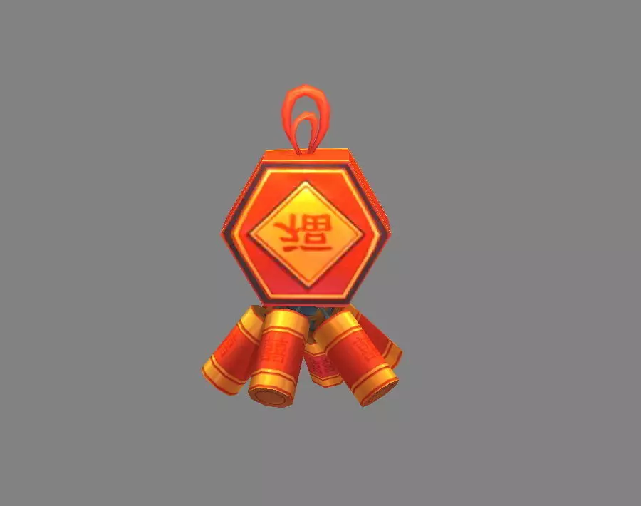Cartoon Firecracker - Spring Festival Low-poly 3D model