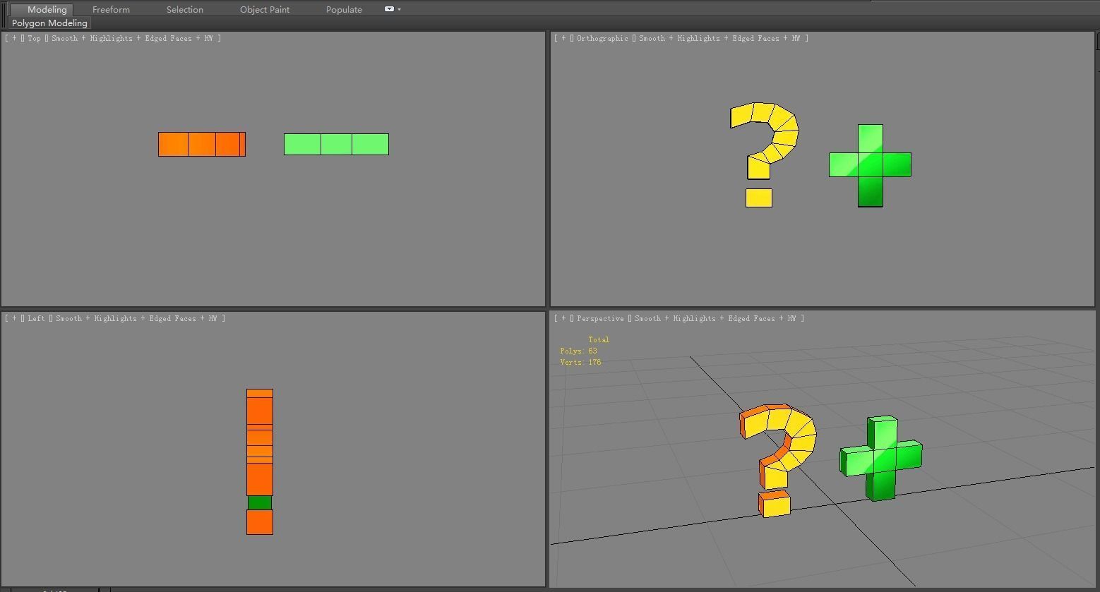 Cartoon question mark - medical care buff Low-poly 3D model_4