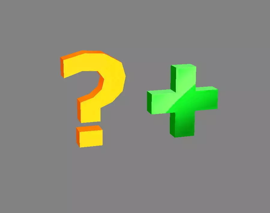 Cartoon question mark - medical care buff Low-poly 3D model_0