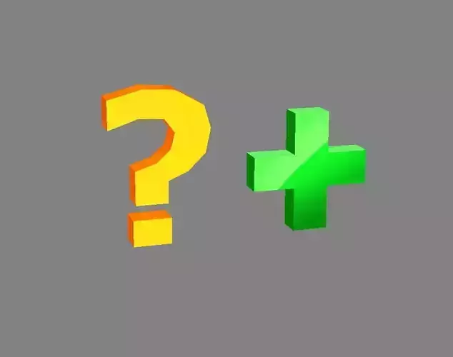 Cartoon question mark - medical care buff Low-poly 3D model