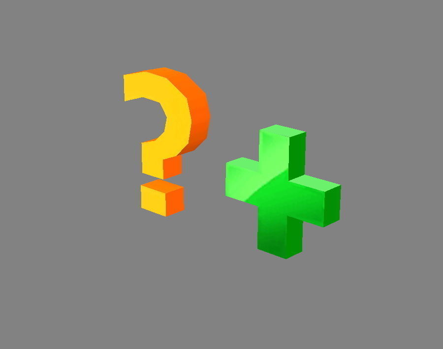 Cartoon question mark - medical care buff Low-poly 3D model_1