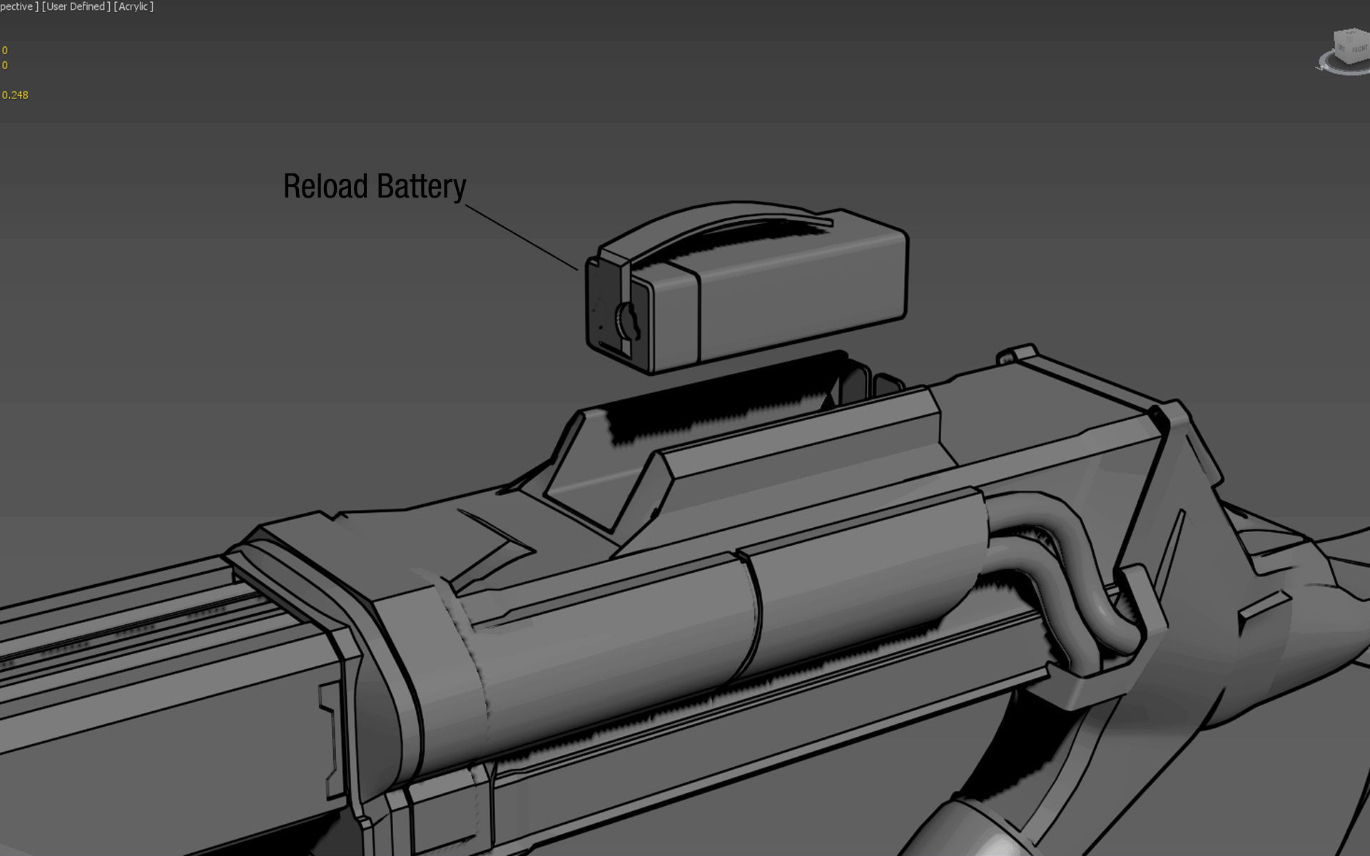 Modern Sci-Fi SMG Low-poly 3D model_9