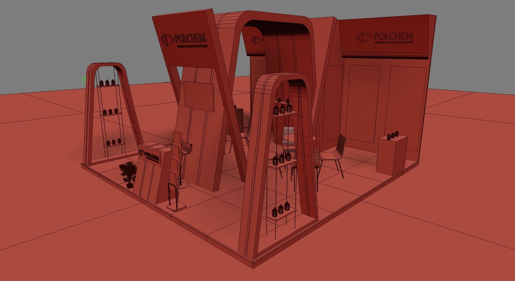 Exhibition stand 6 x 6 meters 3D model_8