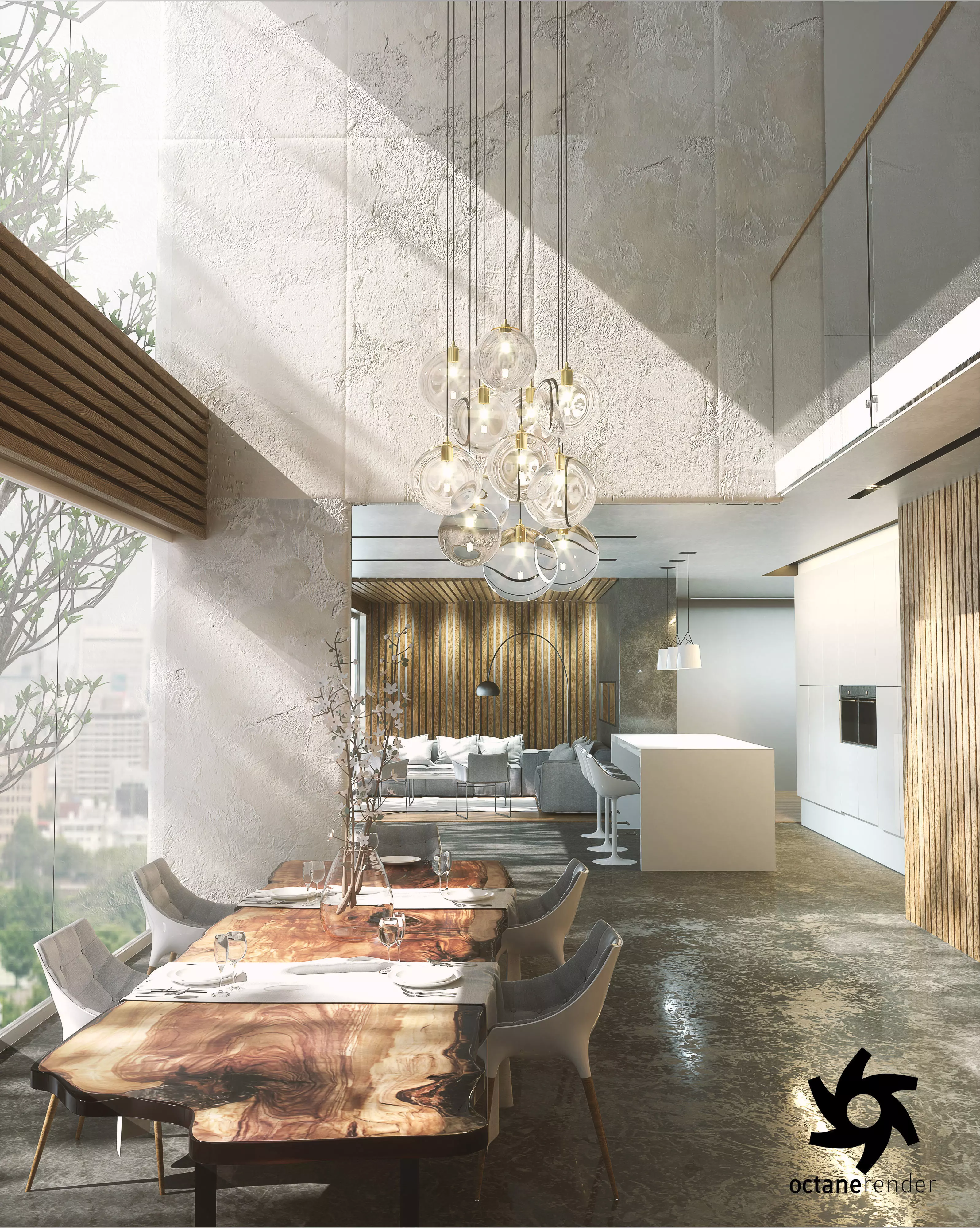 Living room Octane Render 3D model_0