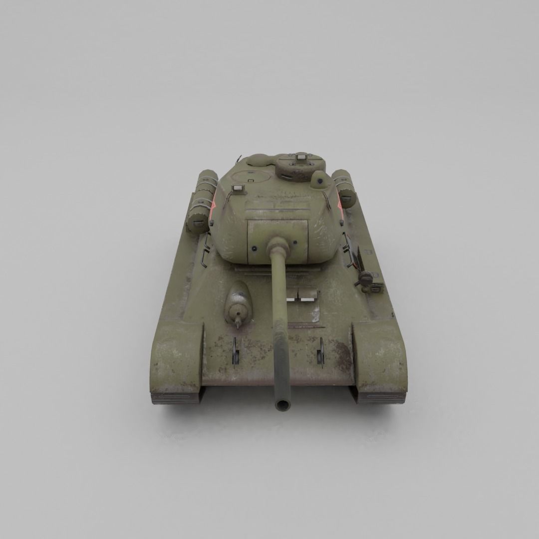 T34-85 D-5T Medium Tank Low-poly 3D model_4
