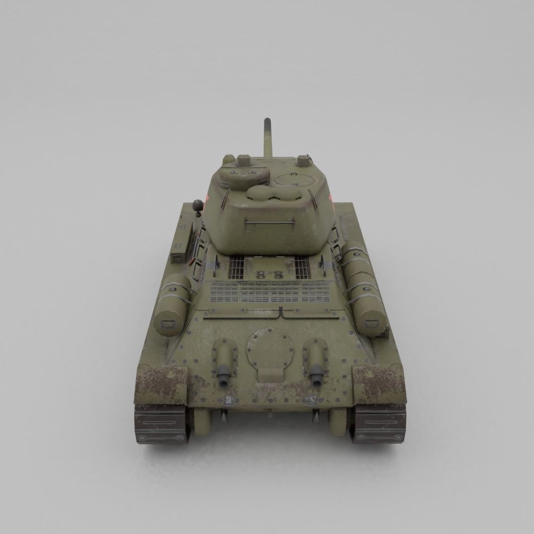 T34-85 D-5T Medium Tank Low-poly 3D model_11