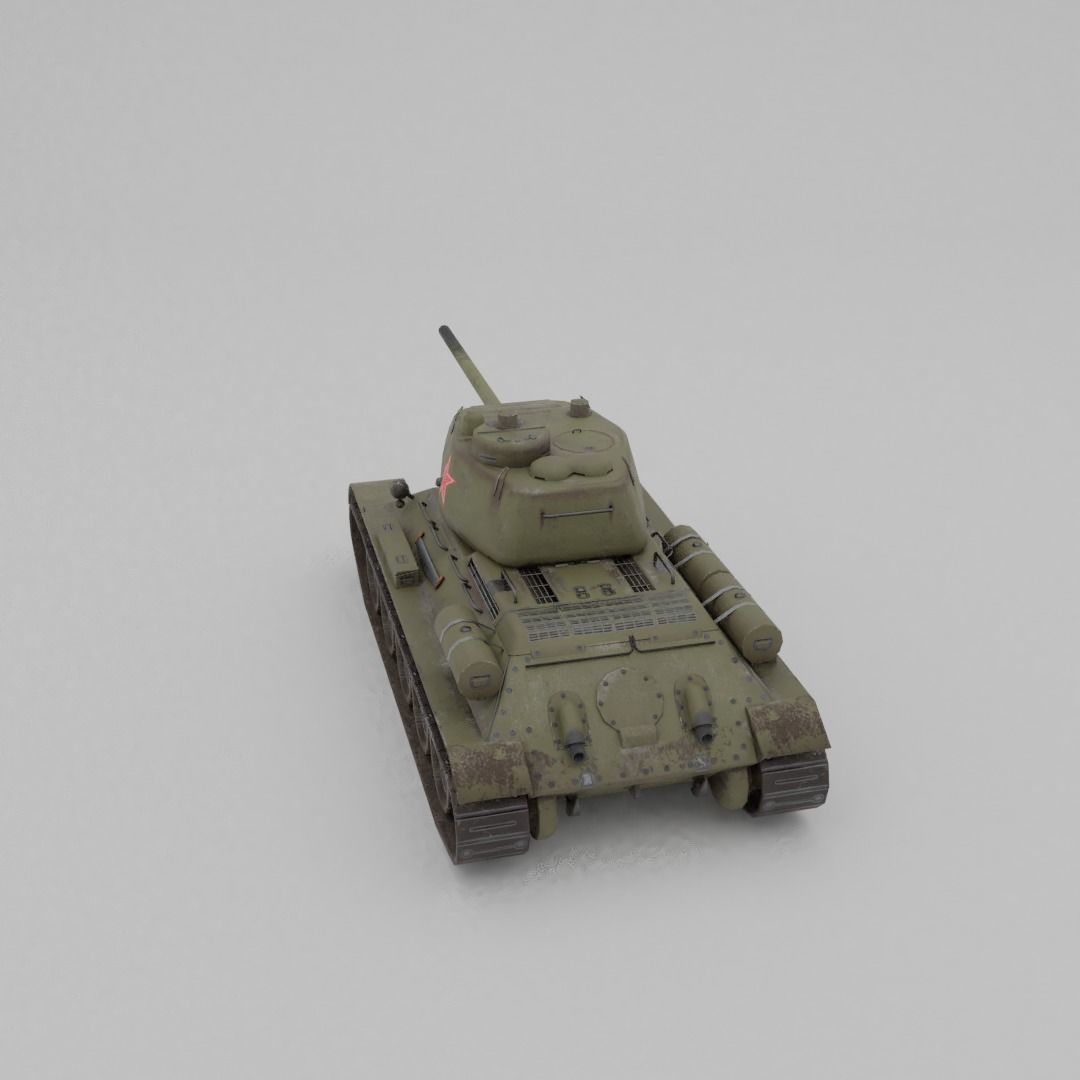 T34-85 D-5T Medium Tank Low-poly 3D model_24