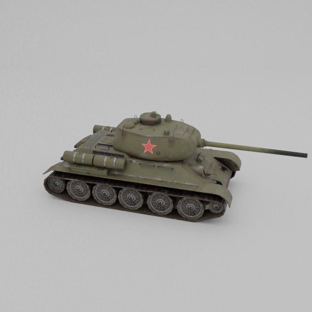 T34-85 D-5T Medium Tank Low-poly 3D model_19