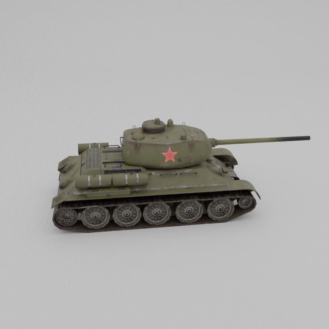 T34-85 D-5T Medium Tank Low-poly 3D model_20