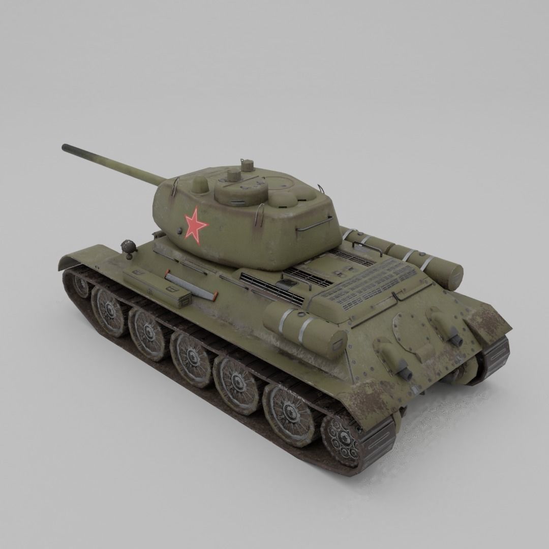 T34-85 D-5T Medium Tank Low-poly 3D model_12