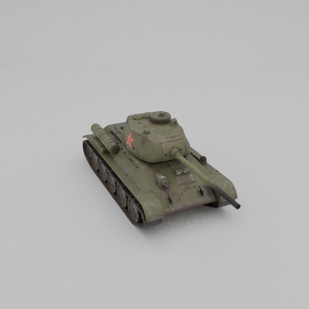 T34-85 D-5T Medium Tank Low-poly 3D model_17