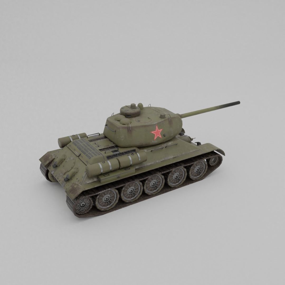 T34-85 D-5T Medium Tank Low-poly 3D model_21