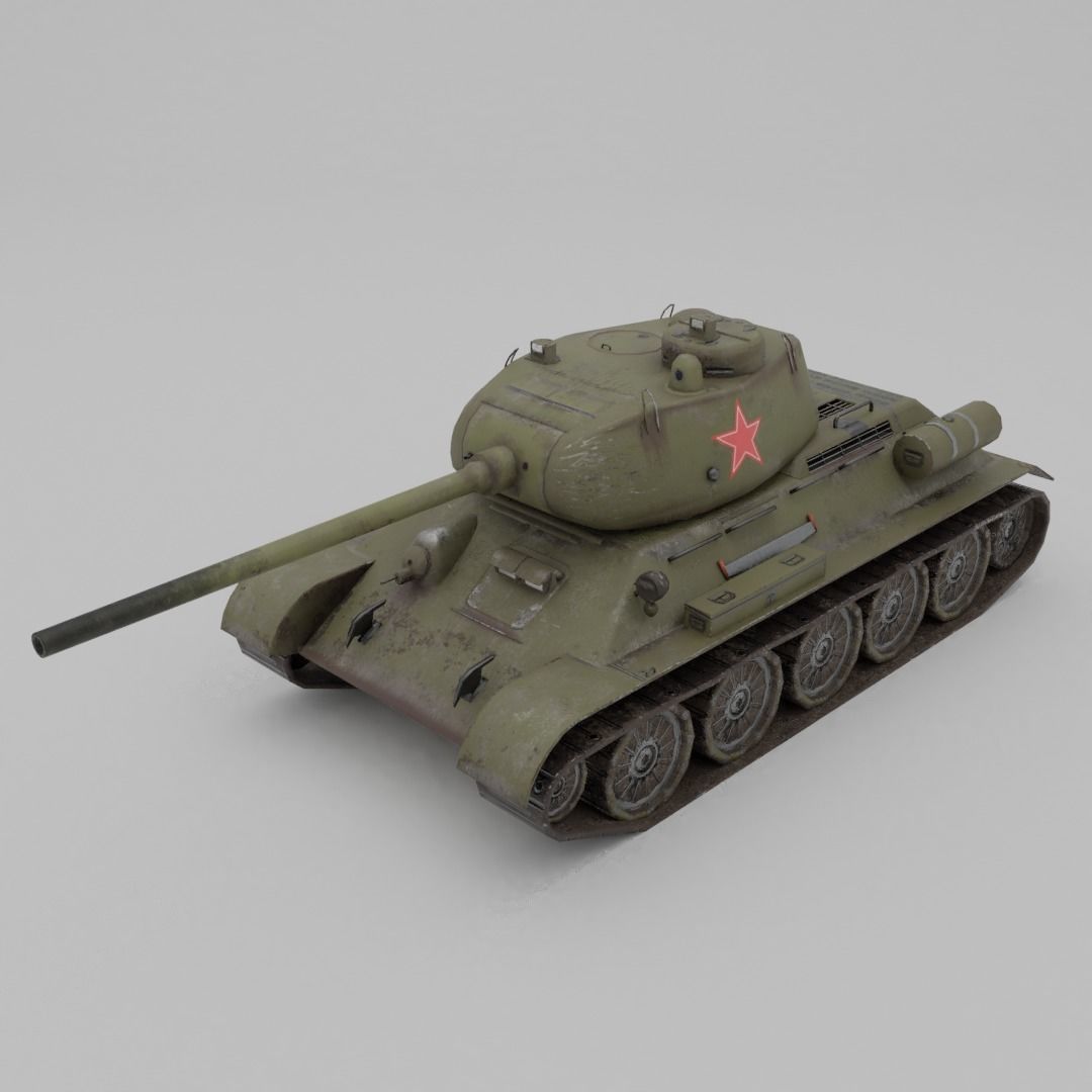 T34-85 D-5T Medium Tank Low-poly 3D model_2