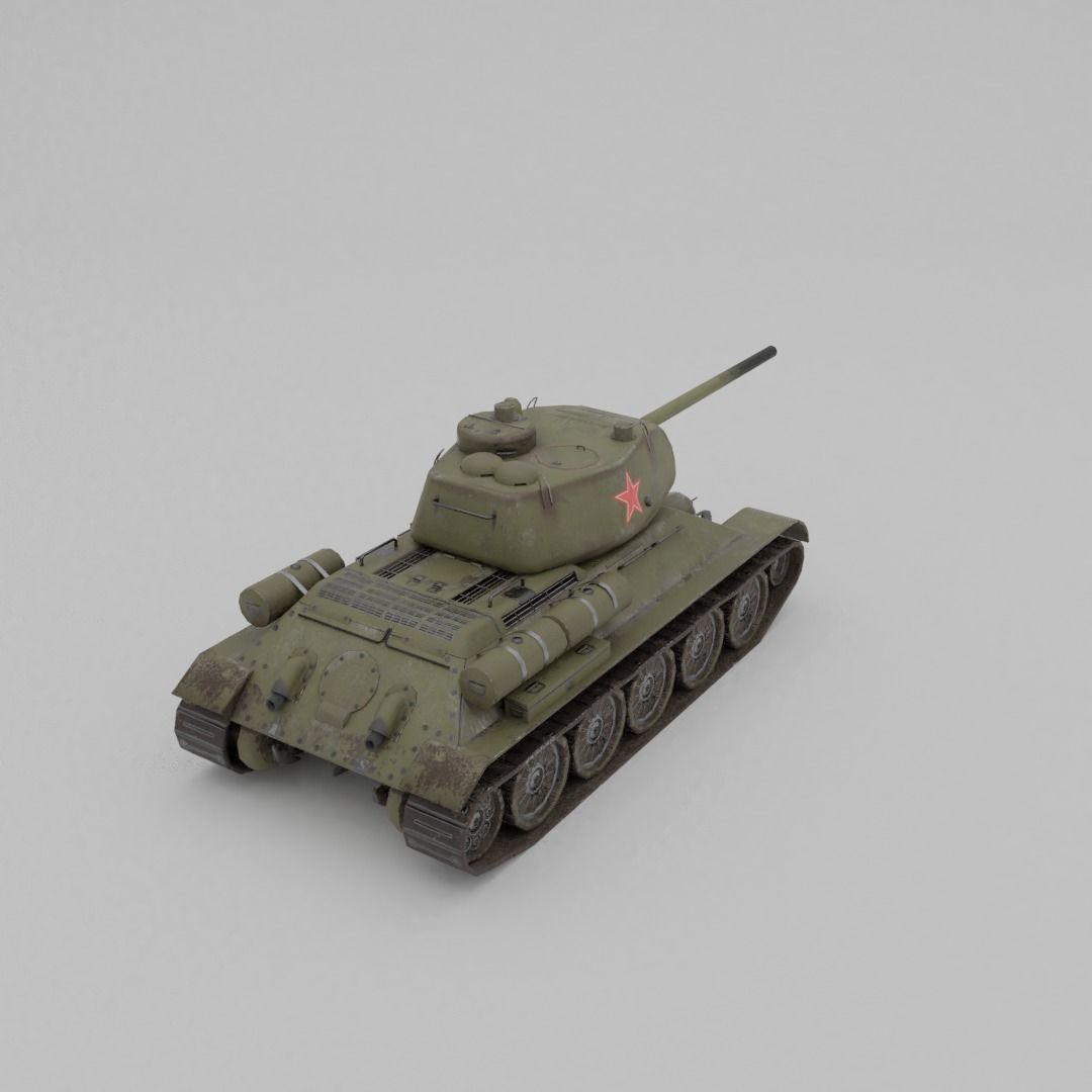 T34-85 D-5T Medium Tank Low-poly 3D model_22