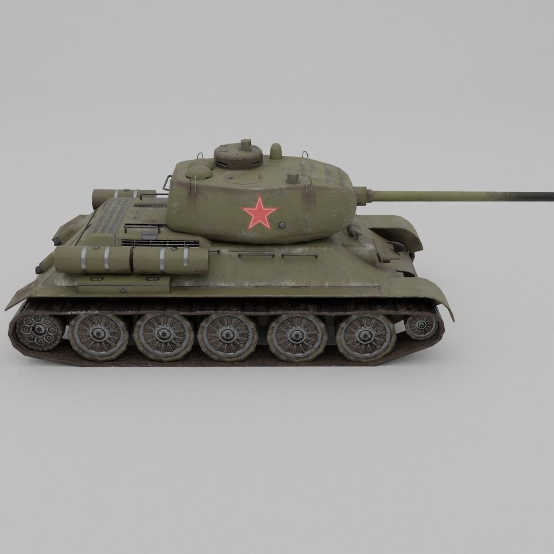 T34-85 D-5T Medium Tank Low-poly 3D model_8
