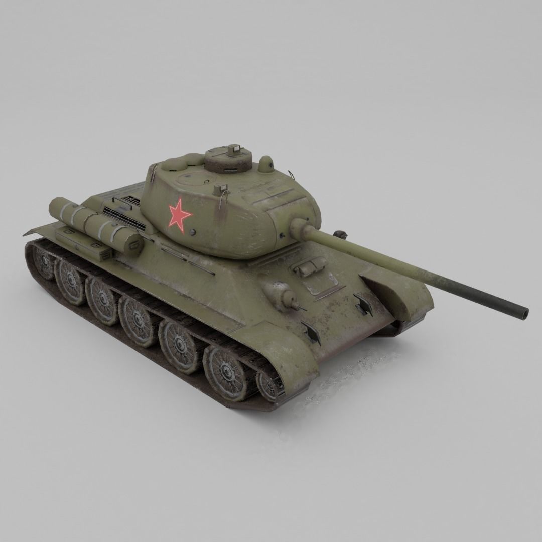 T34-85 D-5T Medium Tank Low-poly 3D model_6