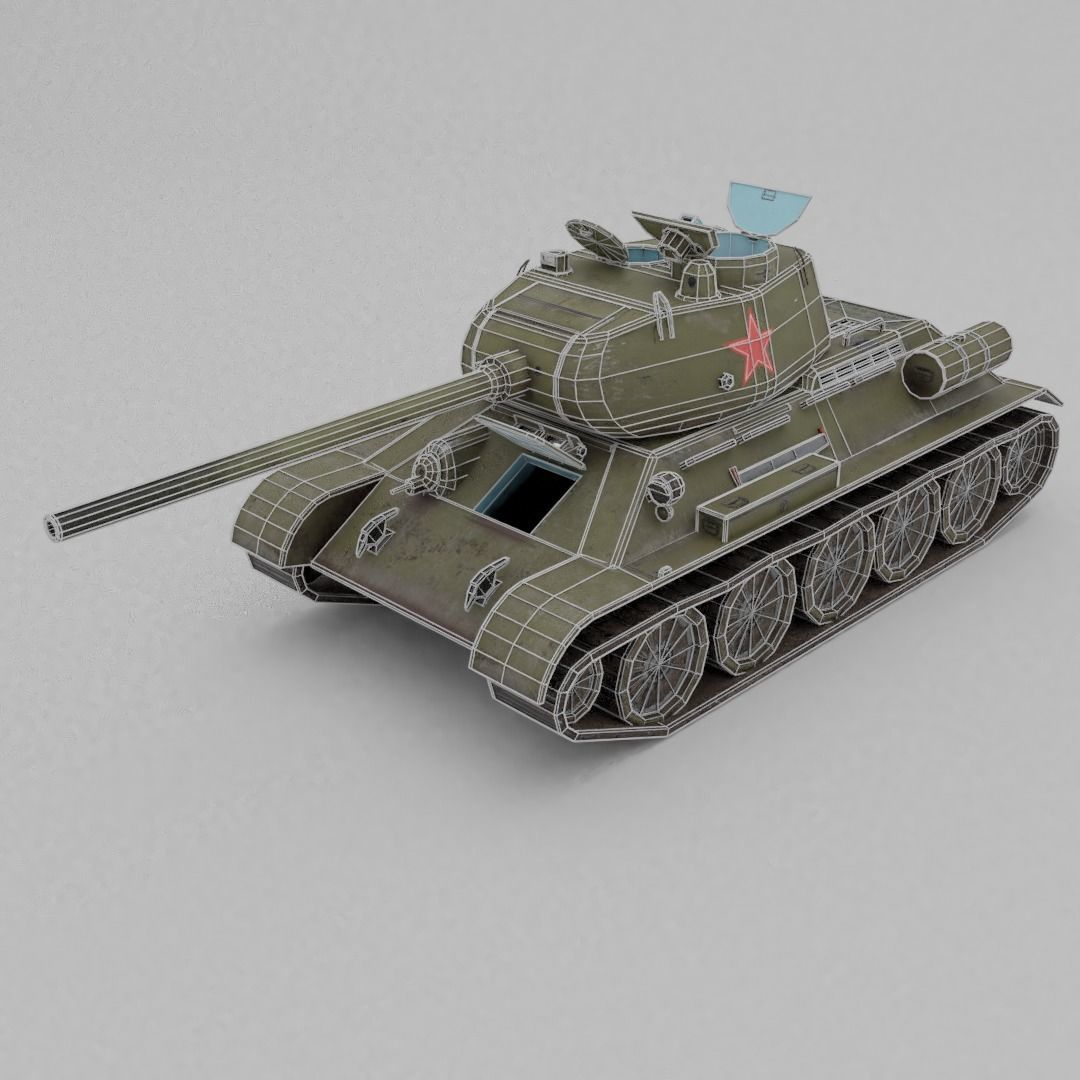 T34-85 D-5T Medium Tank Low-poly 3D model_3