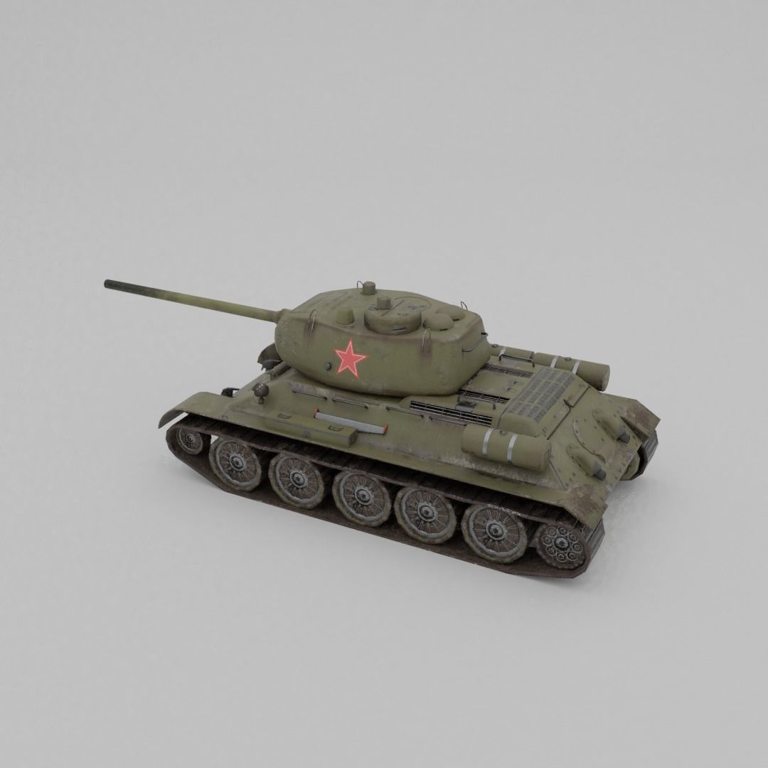 T34-85 D-5T Medium Tank Low-poly 3D model_25