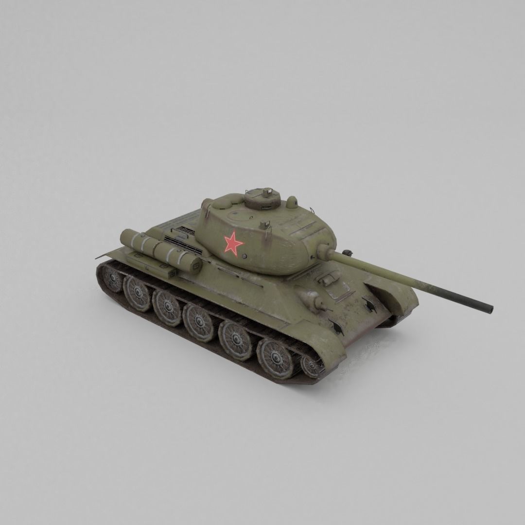 T34-85 D-5T Medium Tank Low-poly 3D model_18