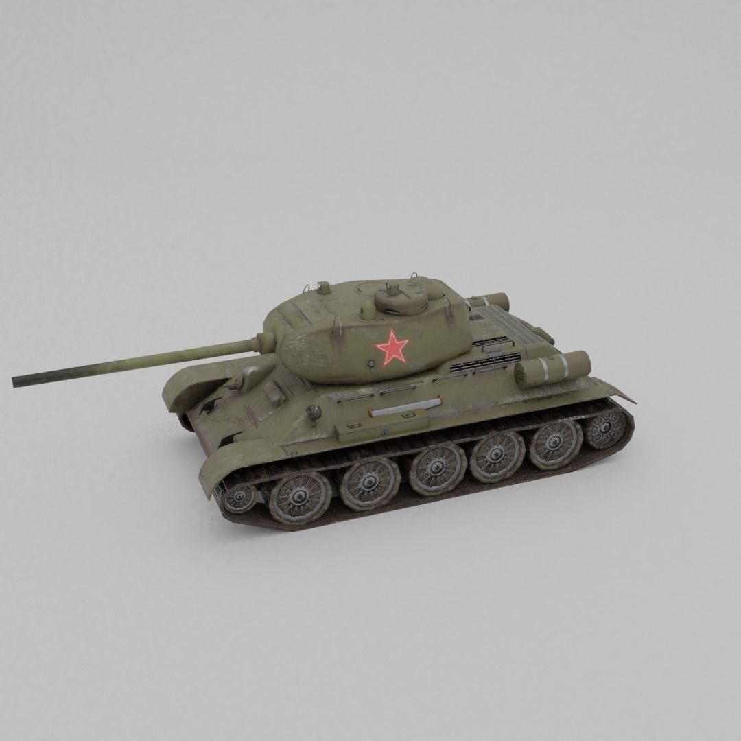 T34-85 D-5T Medium Tank Low-poly 3D model_27