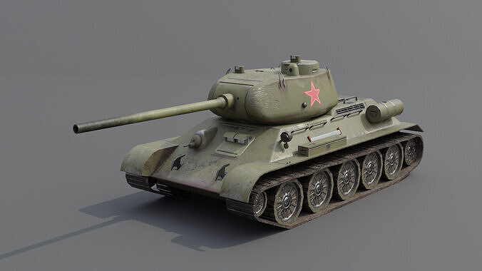 T34-85 D-5T Medium Tank Low-poly 3D model