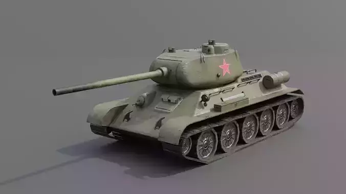 T34-85 D-5T Medium Tank Low-poly 3D model