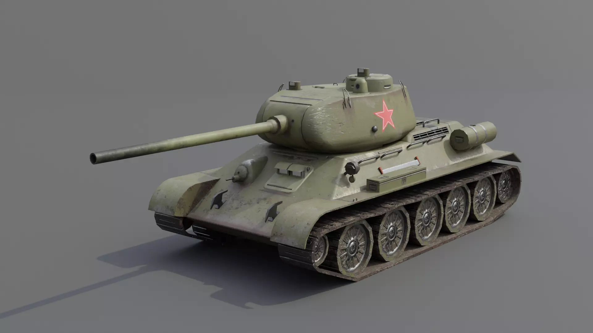 T34-85 D-5T Medium Tank Low-poly 3D model_0