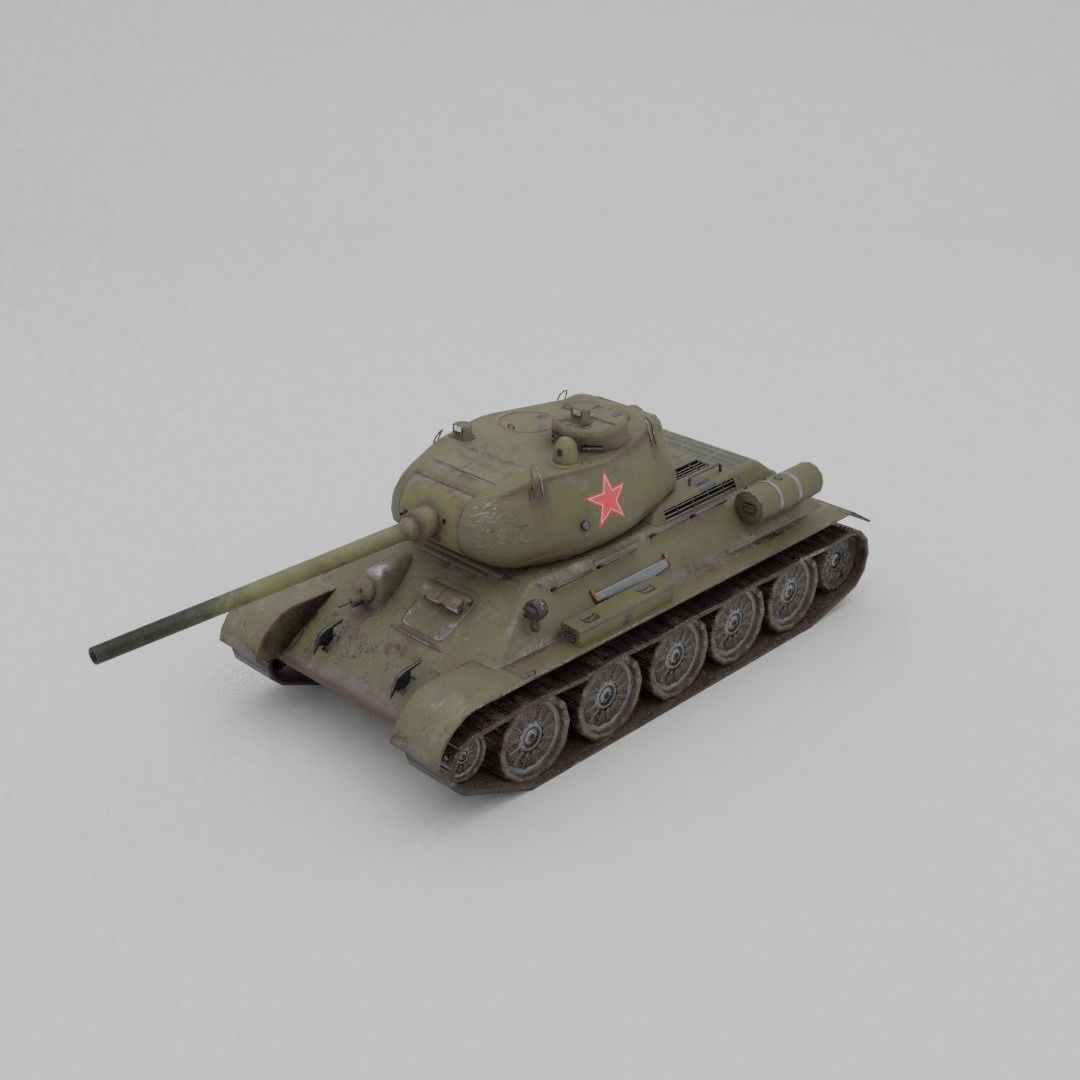T34-85 D-5T Medium Tank Low-poly 3D model_14