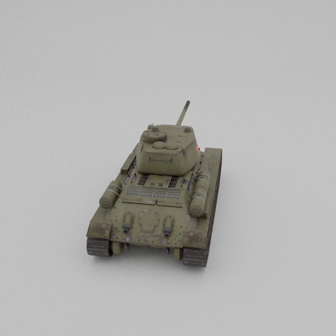 T34-85 D-5T Medium Tank Low-poly 3D model_23