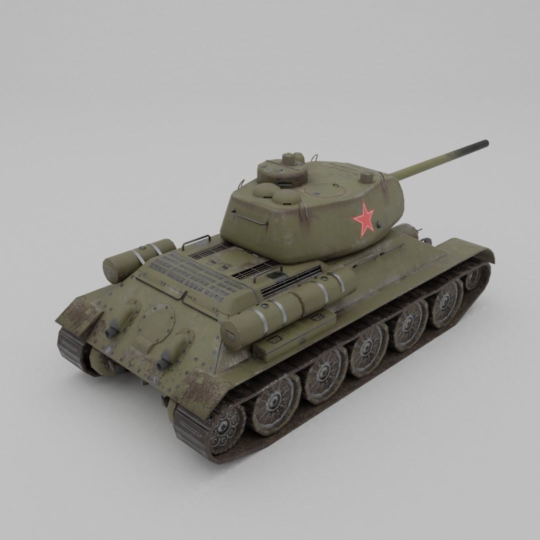 T34-85 D-5T Medium Tank Low-poly 3D model_10