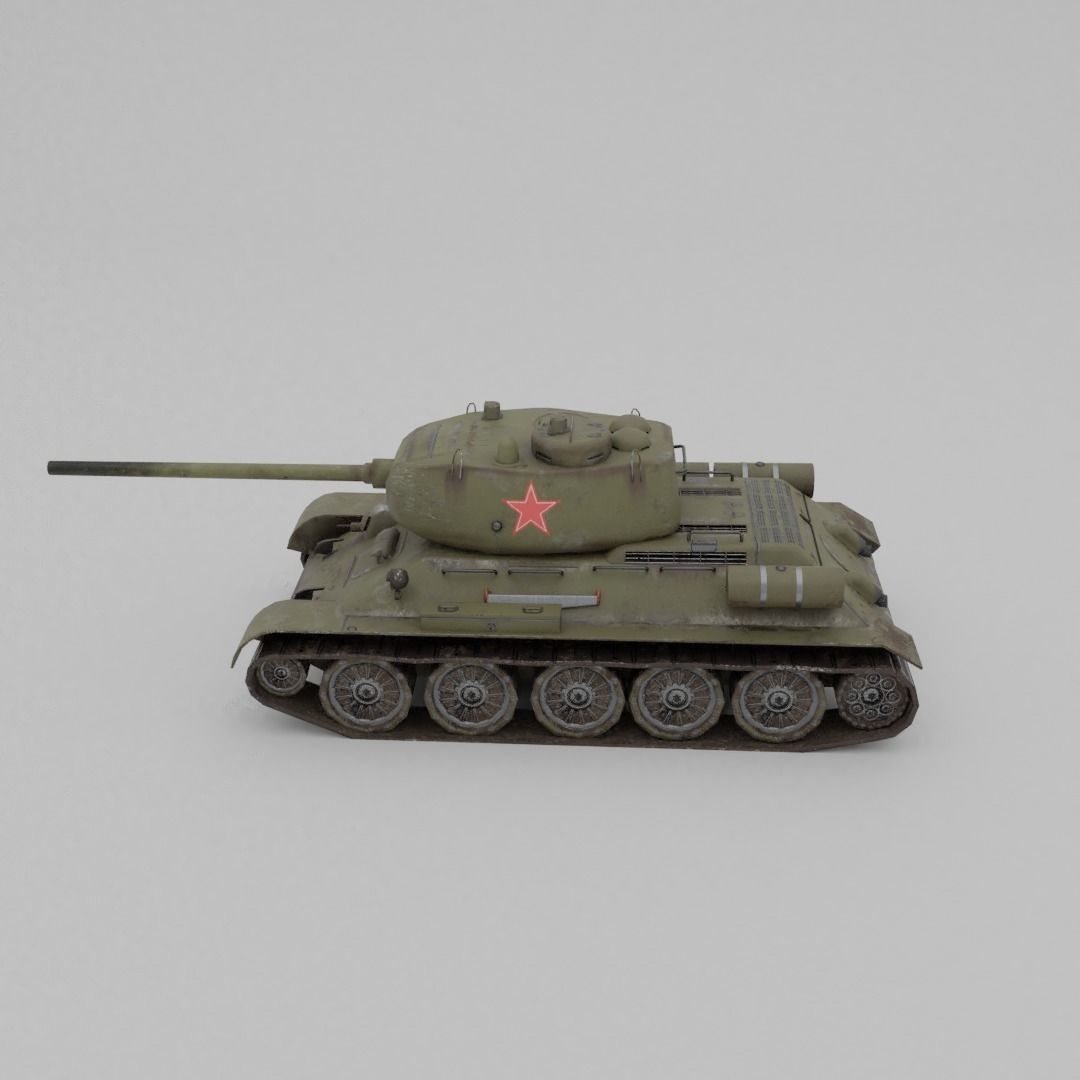 T34-85 D-5T Medium Tank Low-poly 3D model_26