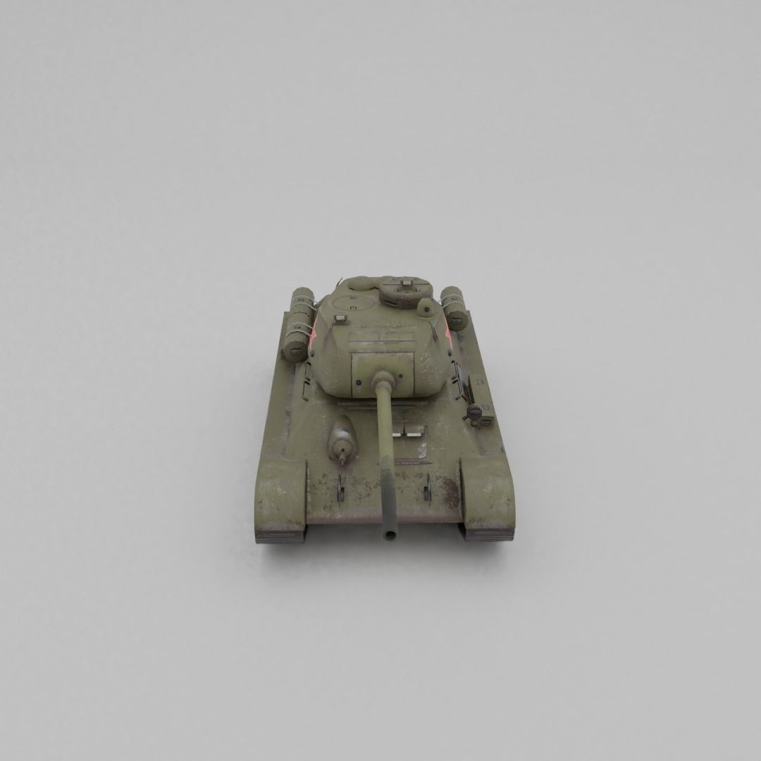 T34-85 D-5T Medium Tank Low-poly 3D model_16