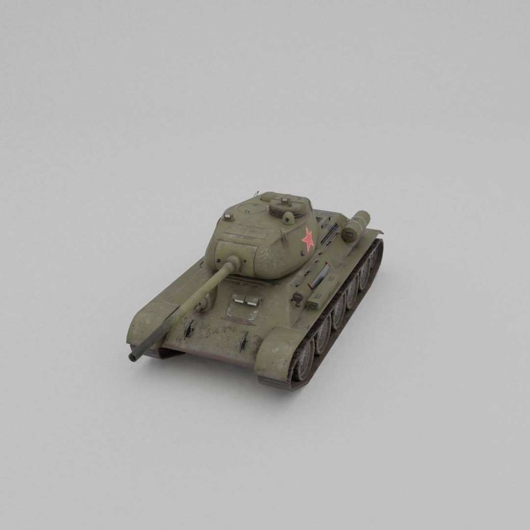 T34-85 D-5T Medium Tank Low-poly 3D model_15