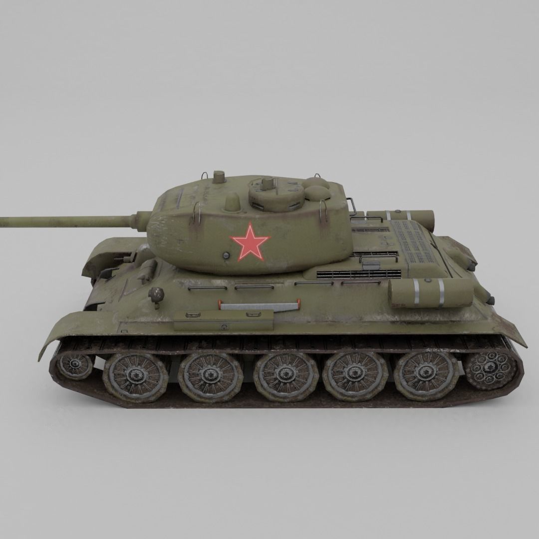 T34-85 D-5T Medium Tank Low-poly 3D model_13