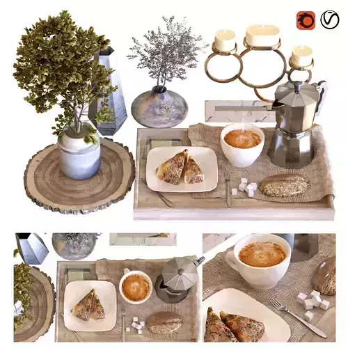 breakfast table 004 Low-poly 3D model