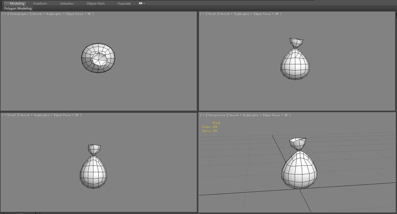 Cartoon Money Bag Low-poly 3D model_5