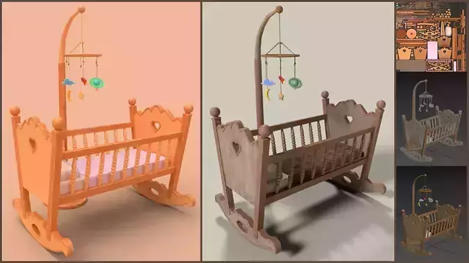 Stylized Cartoony Cradle - 2 color schemes