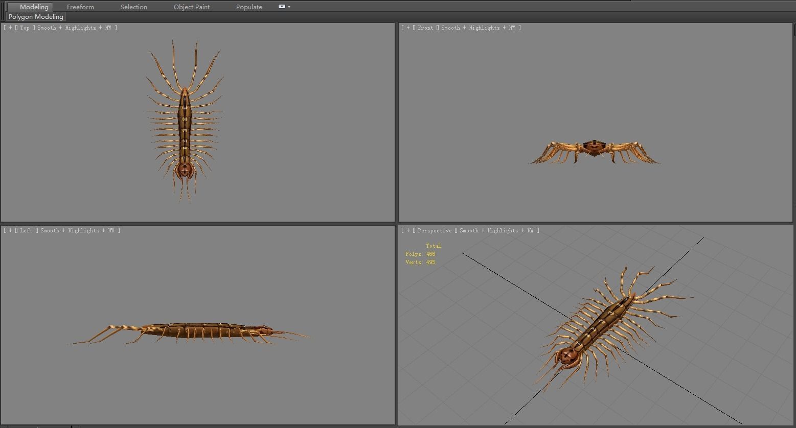 Cartoon animal - centipede      Low-poly 3D model_4