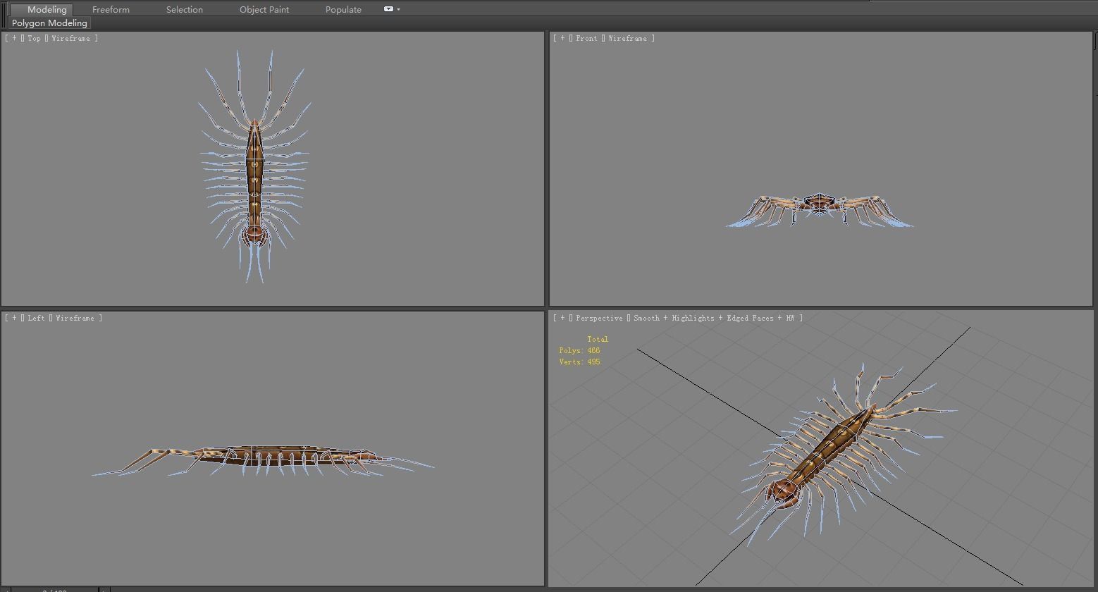 Cartoon animal - centipede      Low-poly 3D model_5