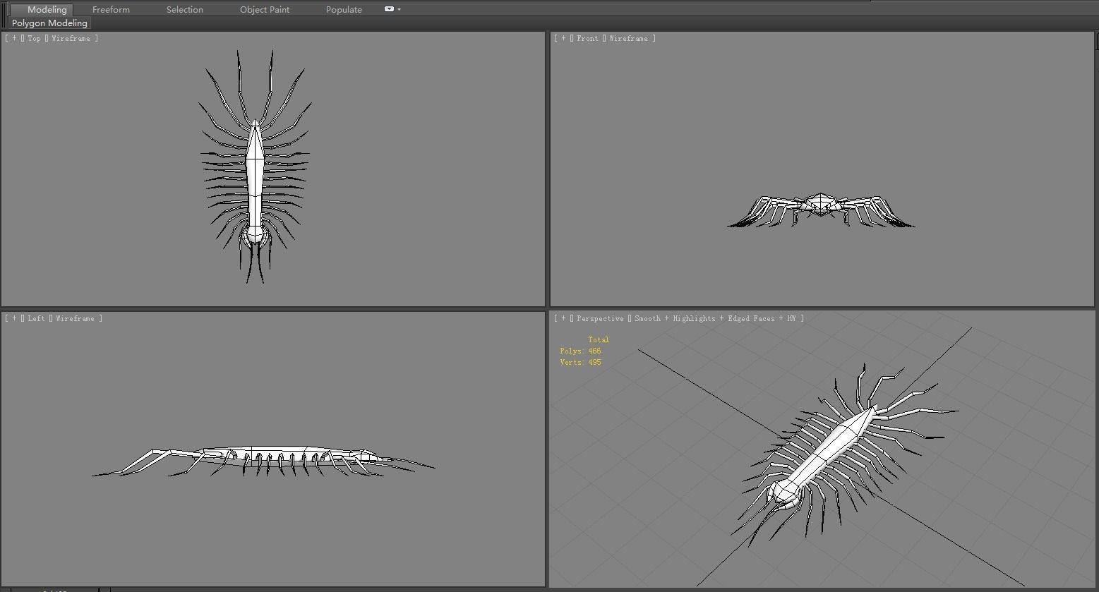 Cartoon animal - centipede      Low-poly 3D model_6