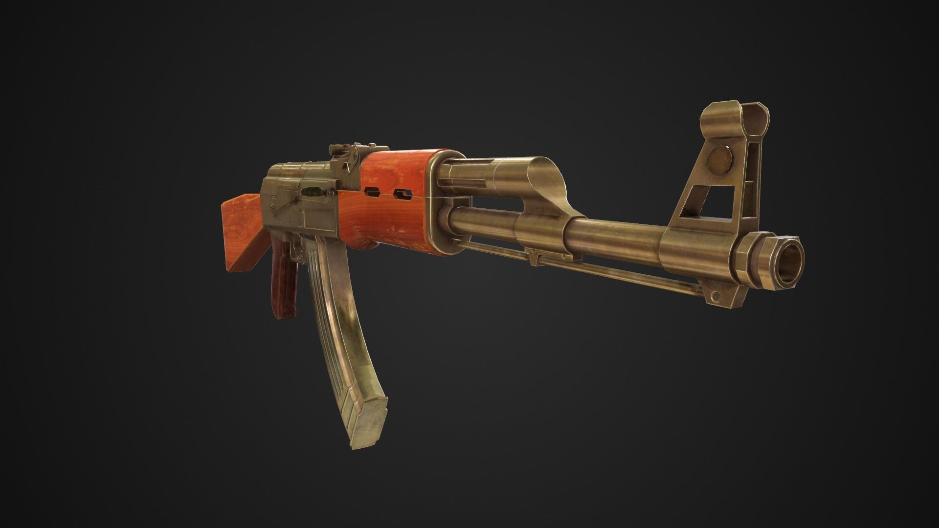 Low Poly AK-47 rifle Low-poly 3D model_2