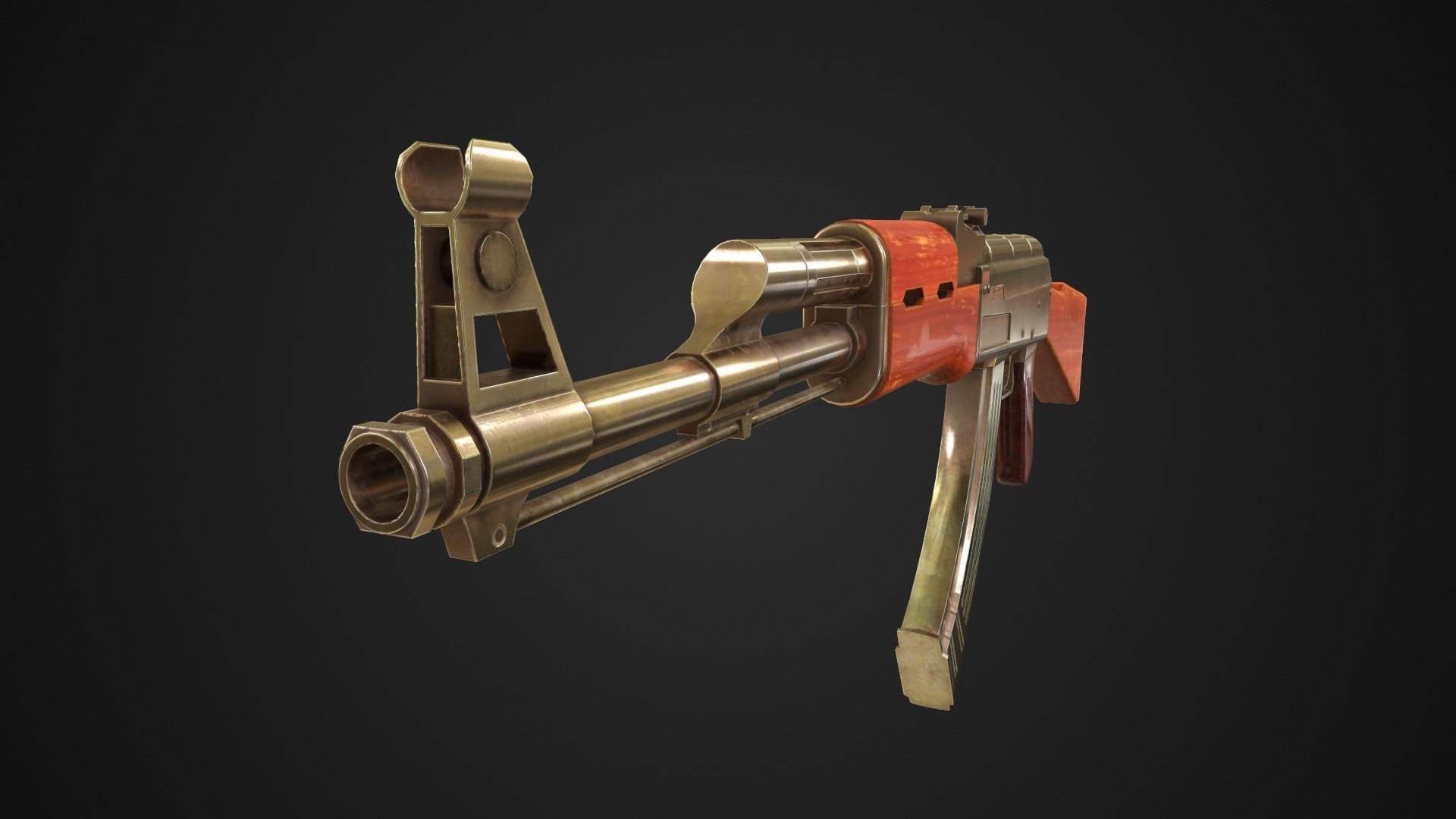 Low Poly AK-47 rifle Low-poly 3D model_5