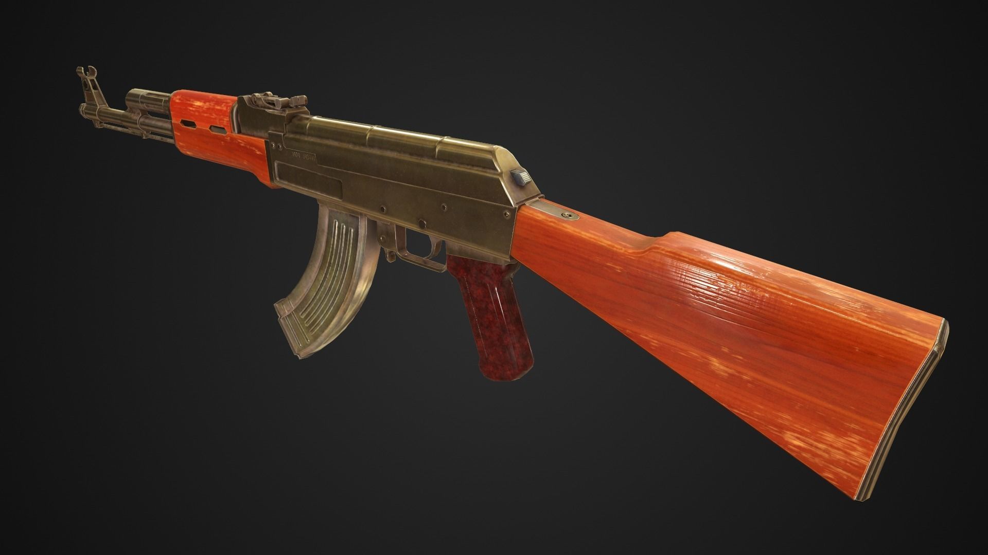 Low Poly AK-47 rifle Low-poly 3D model_4