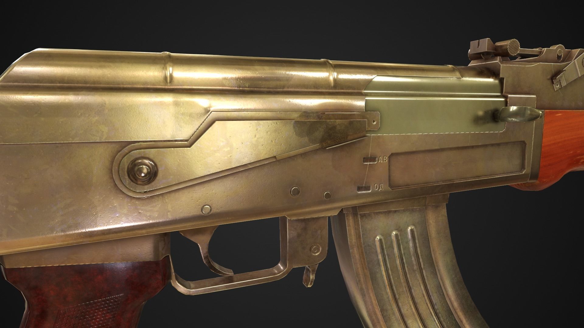 Low Poly AK-47 rifle Low-poly 3D model_7