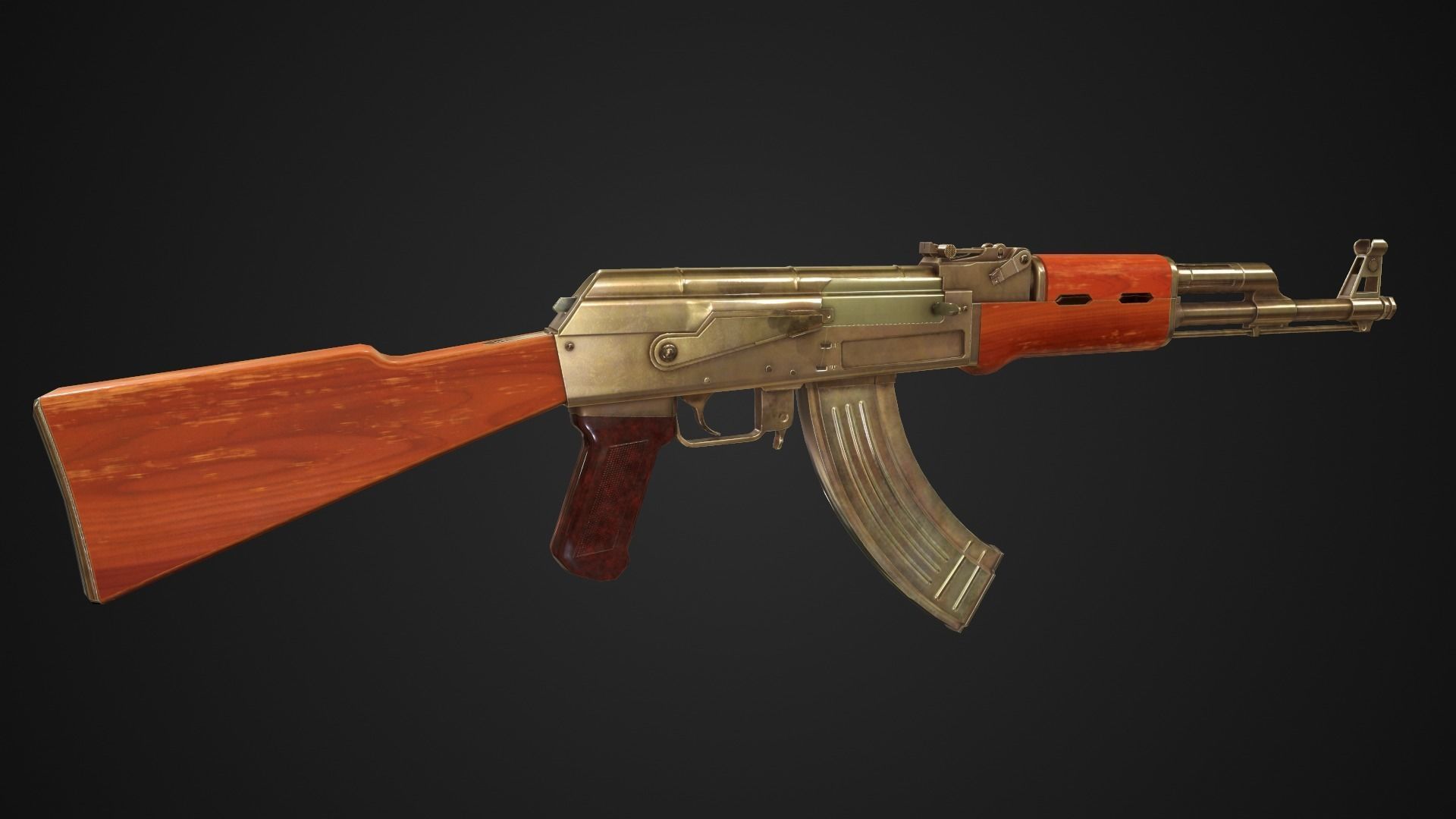Low Poly AK-47 rifle Low-poly 3D model_1