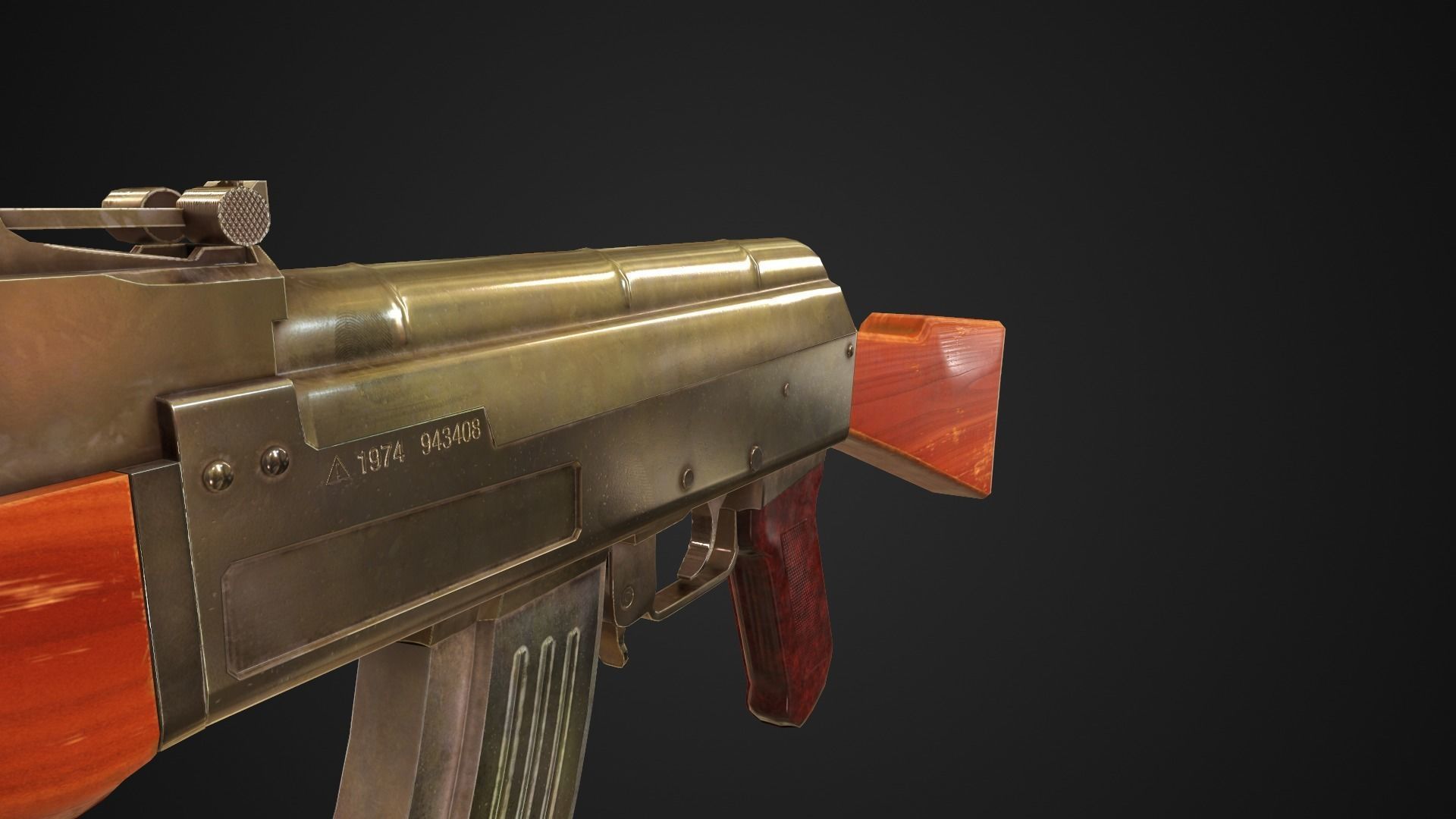 Low Poly AK-47 rifle Low-poly 3D model_8