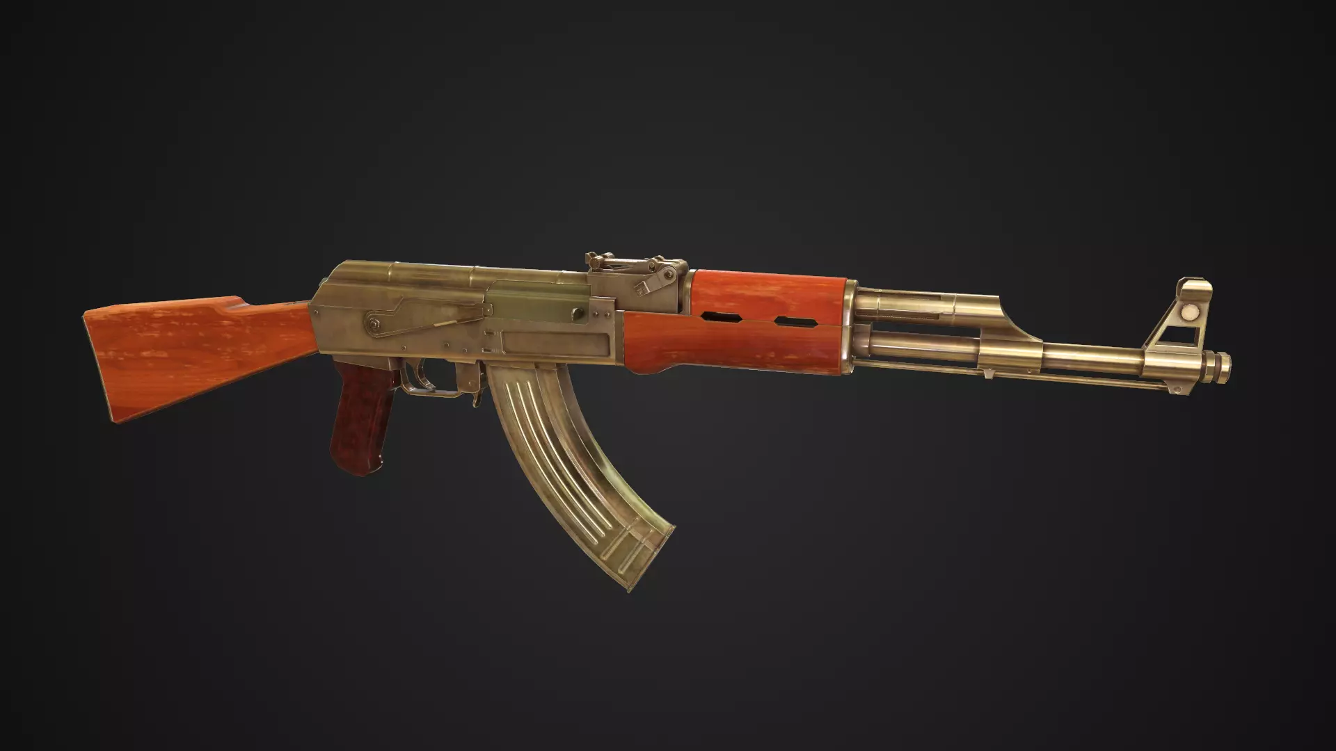 Low Poly AK-47 rifle Low-poly 3D model_0