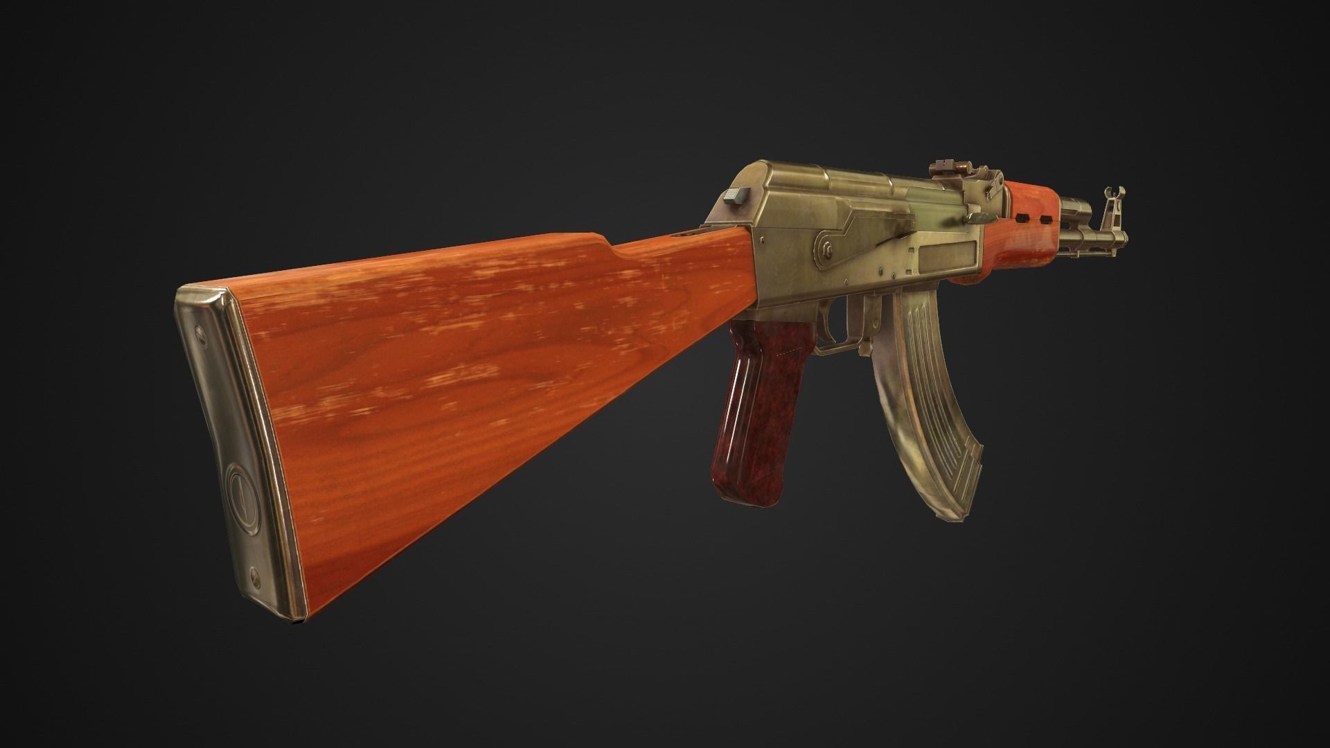 Low Poly AK-47 rifle Low-poly 3D model_3